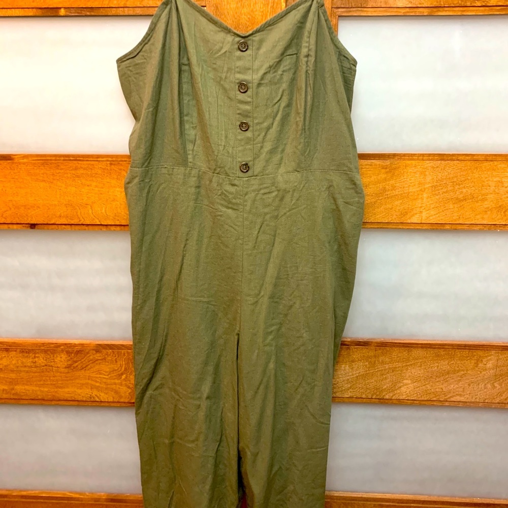 Wide Leg Cropped Romper with Pockets